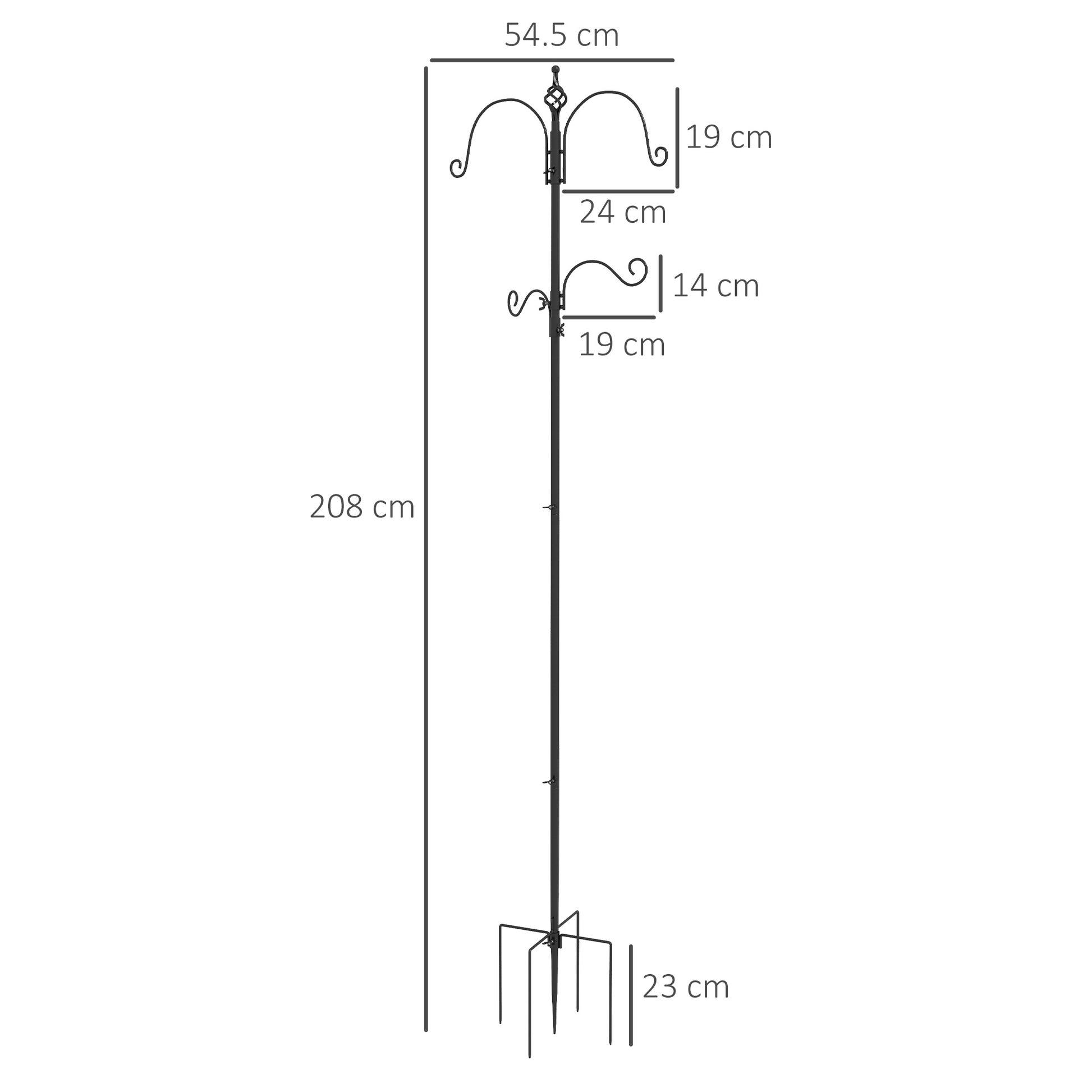 Bird Feeding Station 208 cm Height incl. 4 Hooks Feeding Dish Bird Bath Bird Feeder Station Complete Food Pillars Steel Black