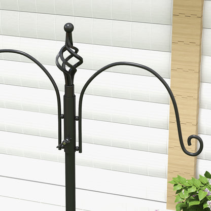 Bird Feeding Station 208 cm Height incl. 4 Hooks Feeding Dish Bird Bath Bird Feeder Station Complete Food Pillars Steel Black