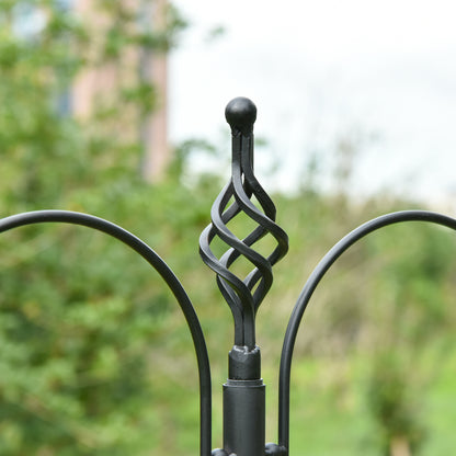 Bird Feeding Station 208 cm Height incl. 4 Hooks Feeding Dish Bird Bath Bird Feeder Station Complete Food Pillars Steel Black