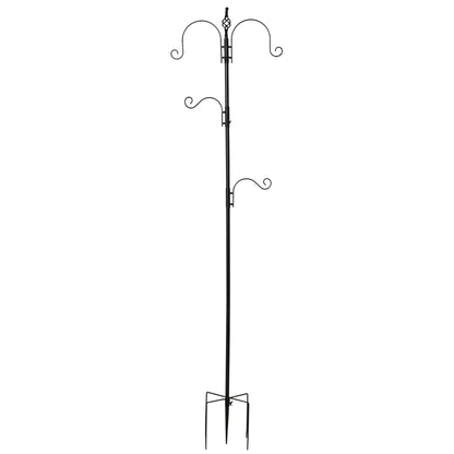 Bird Feeding Station 208 cm Height incl. 4 Hooks Feeding Dish Bird Bath Bird Feeder Station Complete Food Pillars Steel Black