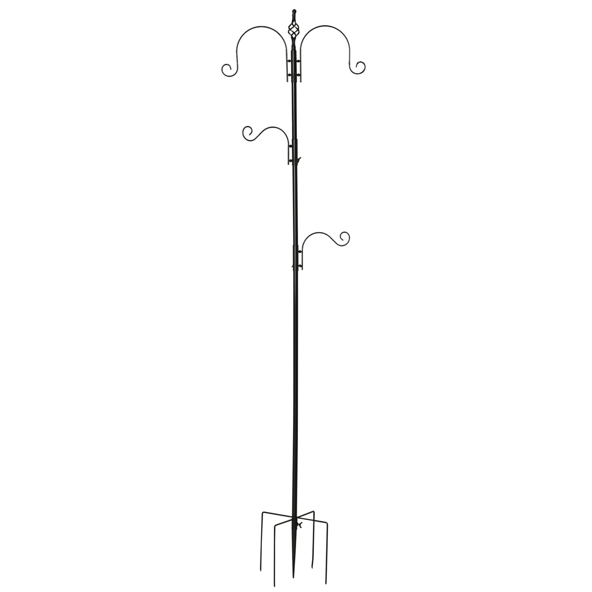 Bird Feeding Station 208 cm Height incl. 4 Hooks Feeding Dish Bird Bath Bird Feeder Station Complete Food Pillars Steel Black
