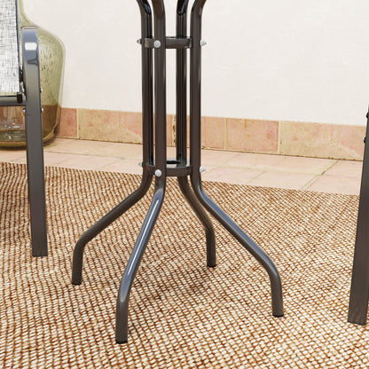 3-Piece Weather-Resistant Bistro Patio Set with Glass Table and Stackable Chairs — Dark Gray