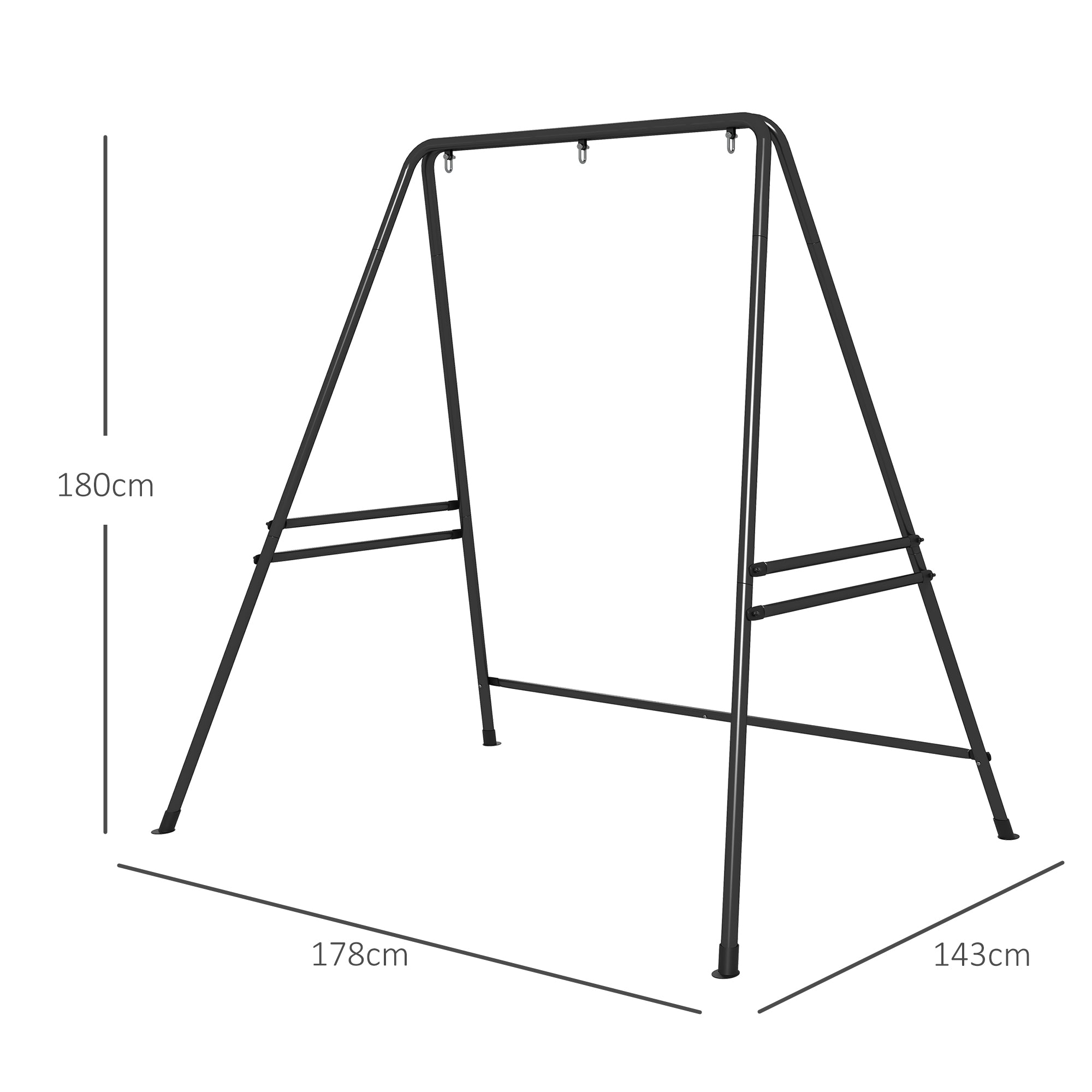 Hanging Chair Stand Hammock Stand made of Steel Stand for hanging chair max. 150 kg Load capacity for Indoor Outdoor Black 178 x 143 x 180 cm