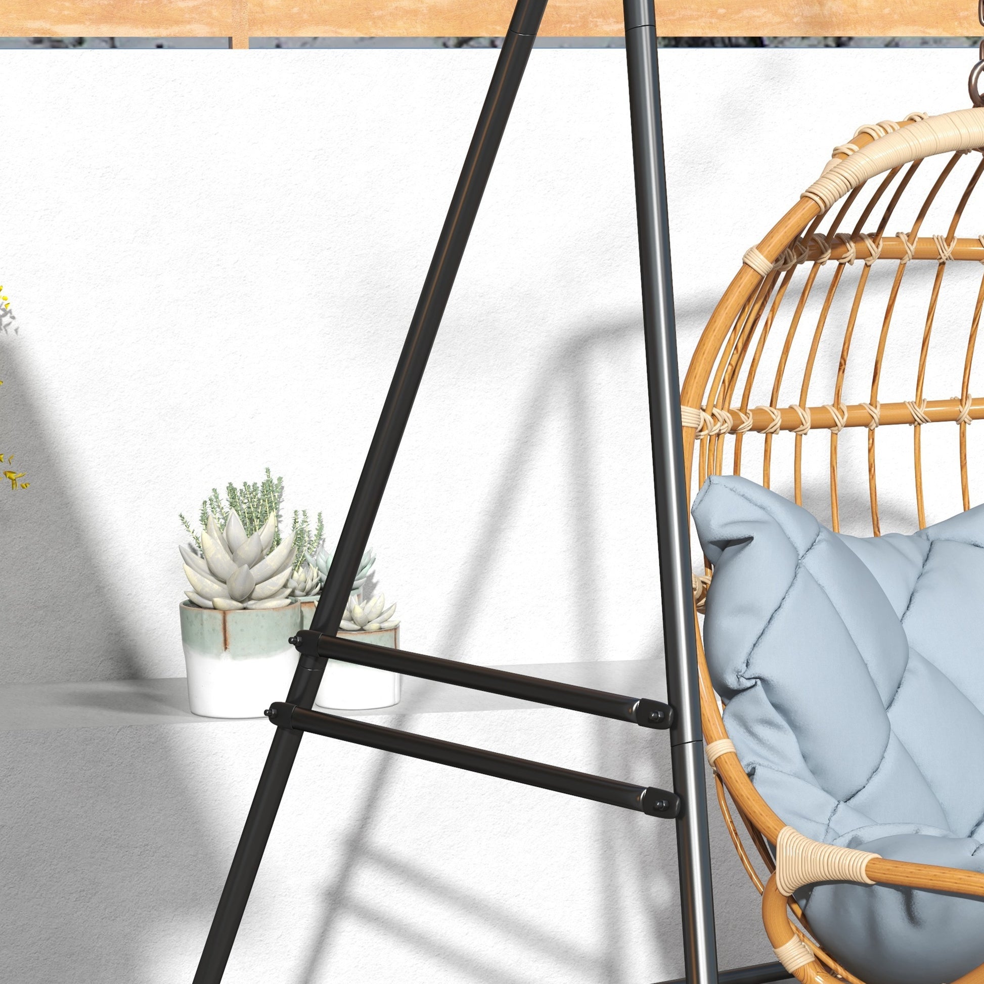 Hanging Chair Stand Hammock Stand made of Steel Stand for hanging chair max. 150 kg Load capacity for Indoor Outdoor Black 178 x 143 x 180 cm