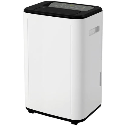 Electric Dehumidifier 20L/Day 6L Water Tank Silent Dehumidifier with 3 Modes 2 Speeds Wheels LED Display Timer for 20-40 m² White