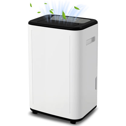 Electric Dehumidifier 20L/Day 6L Water Tank Silent Dehumidifier with 3 Modes 2 Speeds Wheels LED Display Timer for 20-40 m² White