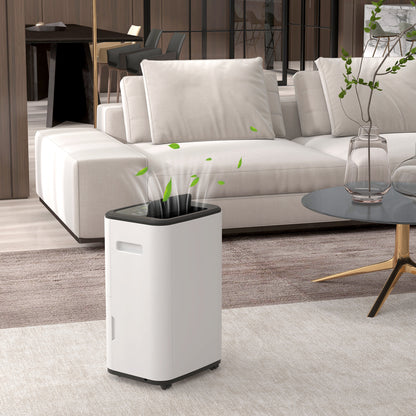 Electric Dehumidifier 20L/Day 6L Water Tank Silent Dehumidifier with 3 Modes 2 Speeds Wheels LED Display Timer for 20-40 m² White