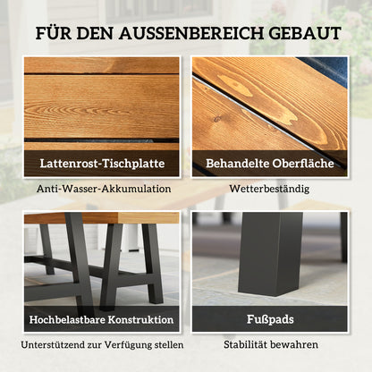 3-Piece Wooden Dining Set for 4 People in Lattice Design Dining Table with 2 Benches Dining Group with Wooden Table Kitchen Table Set Patio Furniture Garden Furniture for Terrace, Balcony Teak