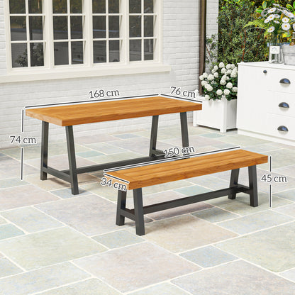 3-Piece Wooden Dining Set for 4 People in Lattice Design Dining Table with 2 Benches Dining Group with Wooden Table Kitchen Table Set Patio Furniture Garden Furniture for Terrace, Balcony Teak