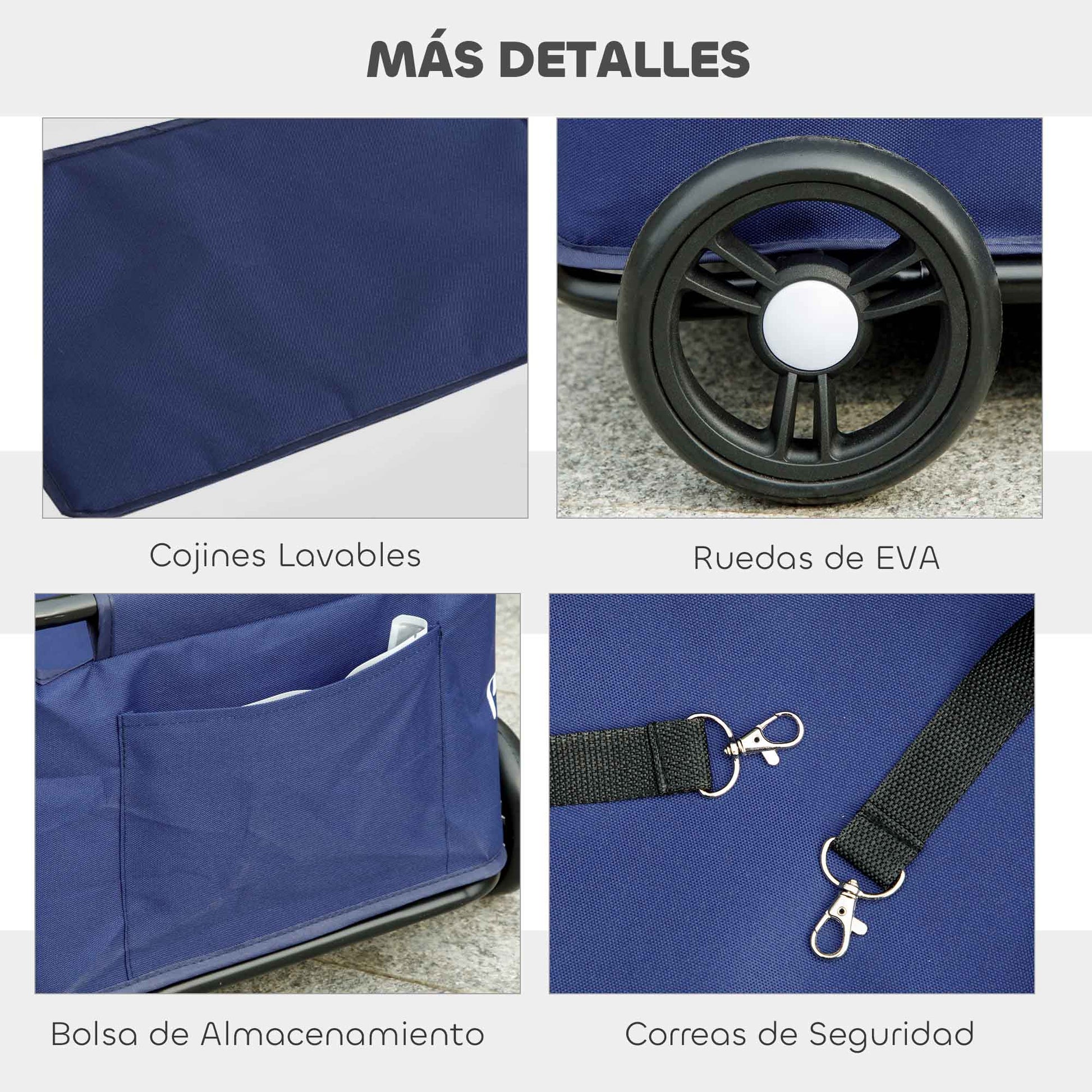Dog Stroller Foldable Pet Stroller Mini Doggie Stroller with Adjustable Push Bar Open Design Cushion Storage Bag and Wheels 53x45x28 cm Dark Blue