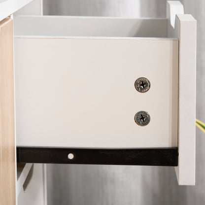 Modern Sideboard with 3 Doors and Drawer 35.4x11.8x28.3 inches White and Natural Wood