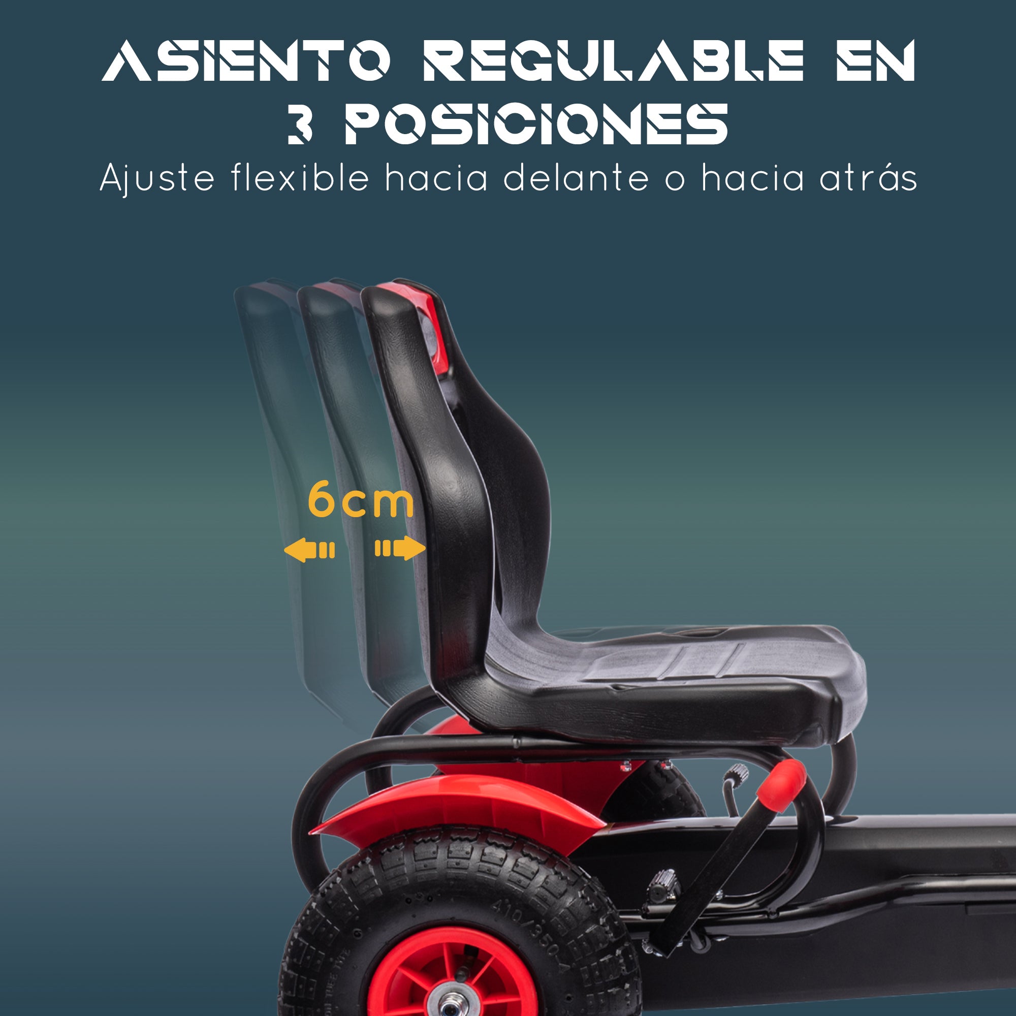 Pedal Go-Kart for Kids 5+ Years Pedal Car with Adjustable Seat Rubber Tires Hand Brake for Boys and Girls Up to 50 kg 121x58x61 cm Red