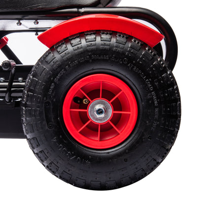 Pedal Go-Kart for Kids 5+ Years Pedal Car with Adjustable Seat Rubber Tires Hand Brake for Boys and Girls Up to 50 kg 121x58x61 cm Red