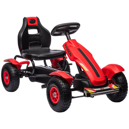 Pedal Go-Kart for Kids 5+ Years Pedal Car with Adjustable Seat Rubber Tires Hand Brake for Boys and Girls Up to 50 kg 121x58x61 cm Red
