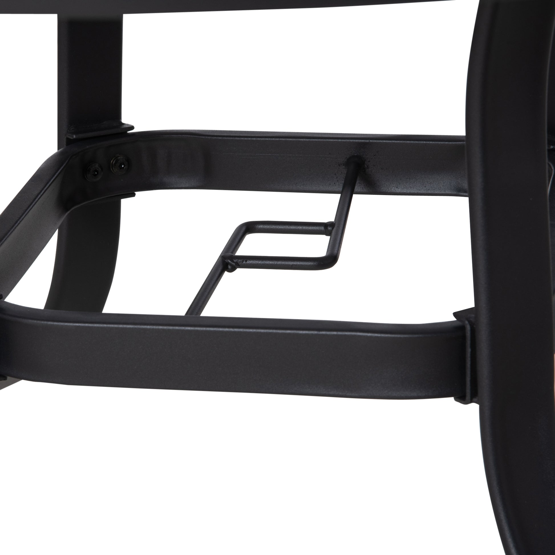 Black Glass Garden Table with Umbrella Hole Round Dining Table with Steel Frame for Outdoor Terrace Balcony Ø106.5x71 cm