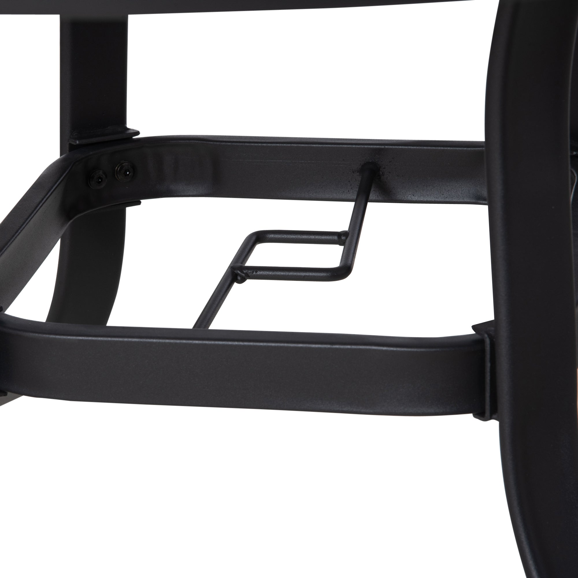 Black Glass Garden Table with Umbrella Hole Round Dining Table with Steel Frame for Outdoor Terrace Balcony Ø106.5x71 cm