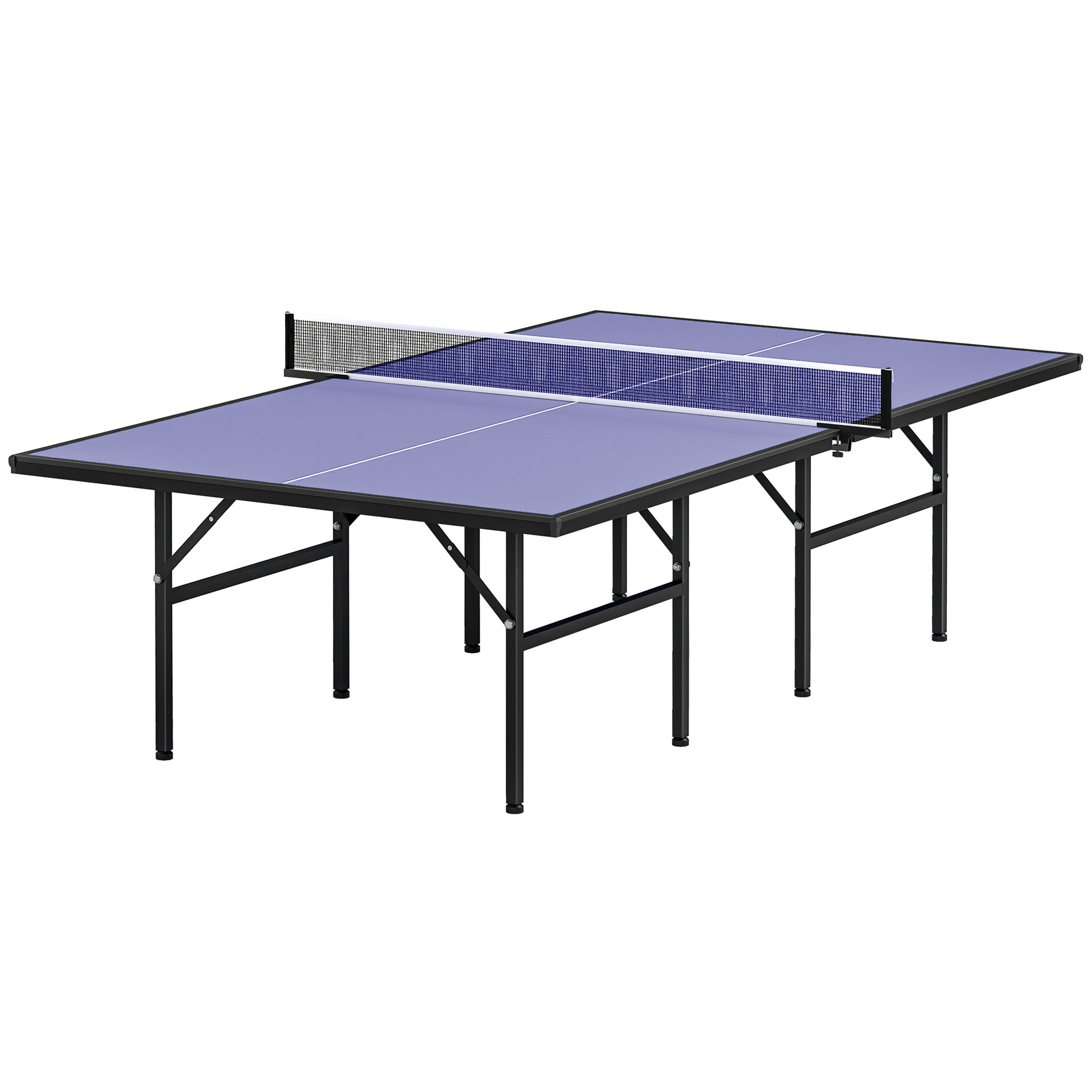Folding Ping Pong Table with Net 152.5x274x76cm Outdoor Tennis Table Steel and MDF Material in Blue