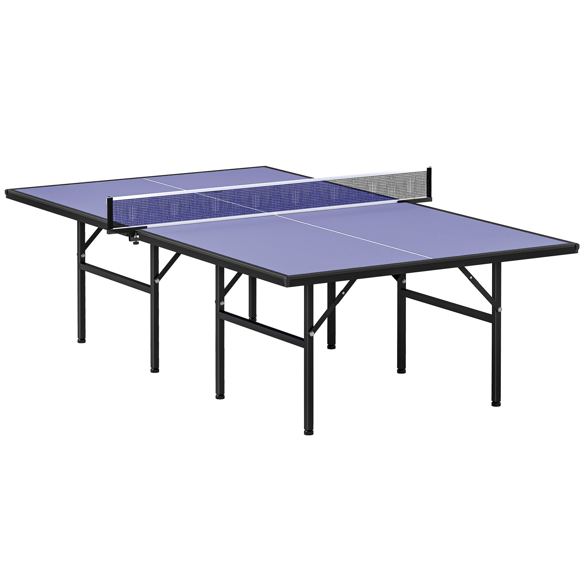 Folding Ping Pong Table with Net 152.5x274x76cm Outdoor Tennis Table Steel and MDF Material in Blue