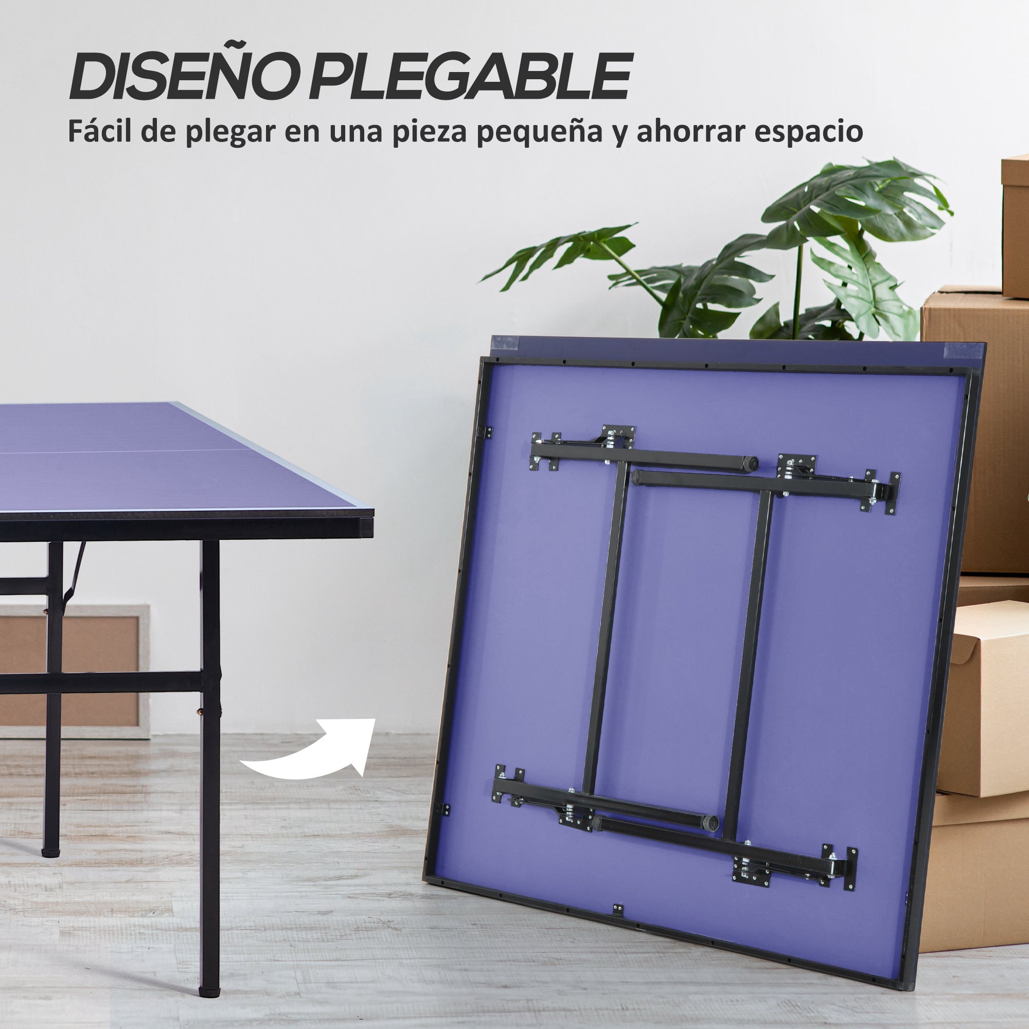 Folding Ping Pong Table with Net 152.5x274x76cm Outdoor Tennis Table Steel and MDF Material in Blue