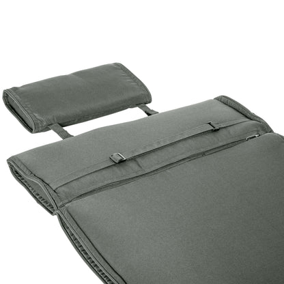 Lounger Cushion with Headrest Pillow, Removable Polyester + Cotton Fiber Cover Grey 198 x 53 x 5 cm
