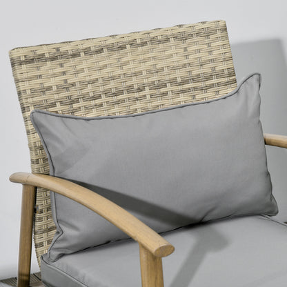 3-Piece Garden Furniture Set with Aluminum Frame and Removable Cushions for Terrace Patio Garden Natural and Brown