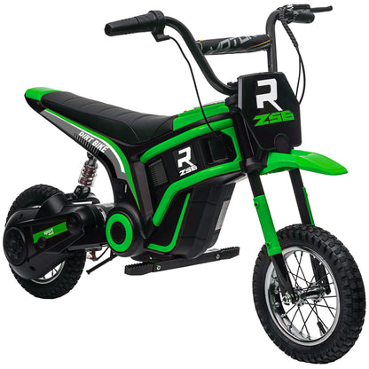 Electric Motorcycle for Kids Electric Motorcycle with 24V 350W Motor, 8-16 KM/H Speed Mode, 12 Inch Air Tires, Electric Motorcycle with Music Headlights, Moto Cross for Kids 8-12 Years Green
