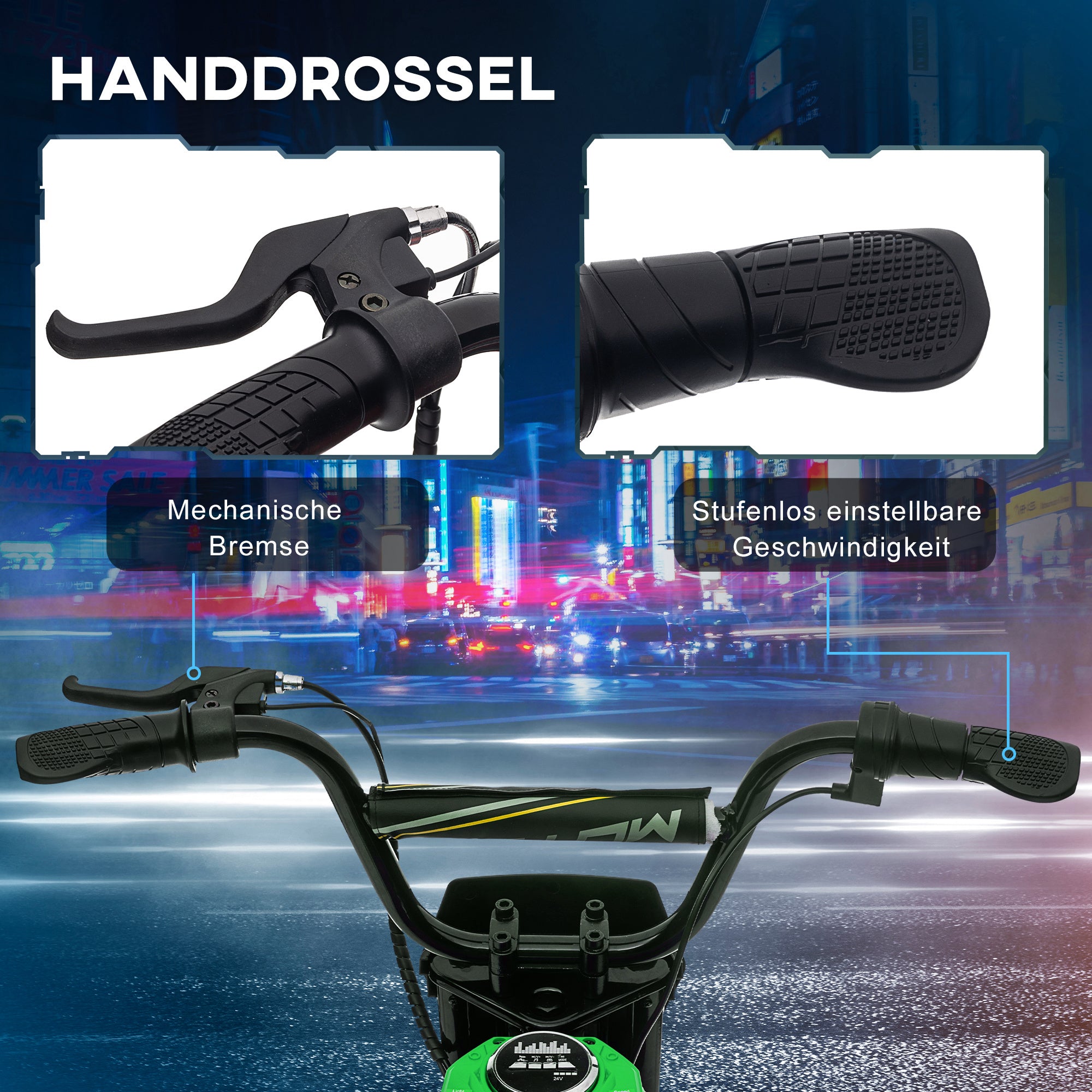 Electric Motorcycle for Kids Electric Motorcycle with 24V 350W Motor, 8-16 KM/H Speed Mode, 12 Inch Air Tires, Electric Motorcycle with Music Headlights, Moto Cross for Kids 8-12 Years Green