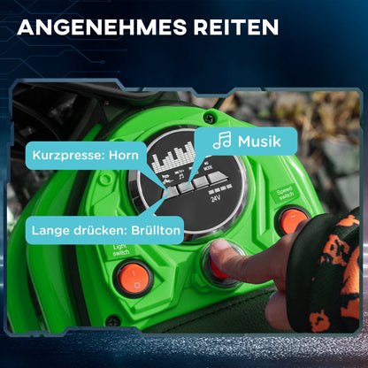 Electric Motorcycle for Kids Electric Motorcycle with 24V 350W Motor, 8-16 KM/H Speed Mode, 12 Inch Air Tires, Electric Motorcycle with Music Headlights, Moto Cross for Kids 8-12 Years Green