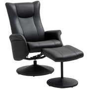 Recliner Chair with Stool 360° Rotating TV Chair with Reclining Function Relax Chair with Adjustable Backrest TV Chair up to 150 kg Load for Living Room Faux Leather, Black