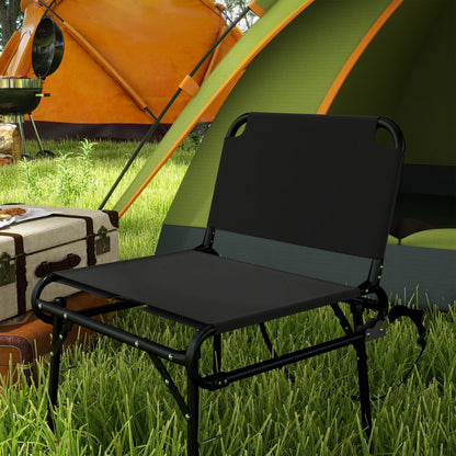 Set of 2 Multifunctional Folding Chairs, Camping and Bleacher Seats with Metal Frame and Black Oxford Fabric