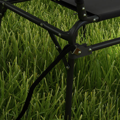 Set of 2 Multifunctional Folding Chairs, Camping and Bleacher Seats with Metal Frame and Black Oxford Fabric