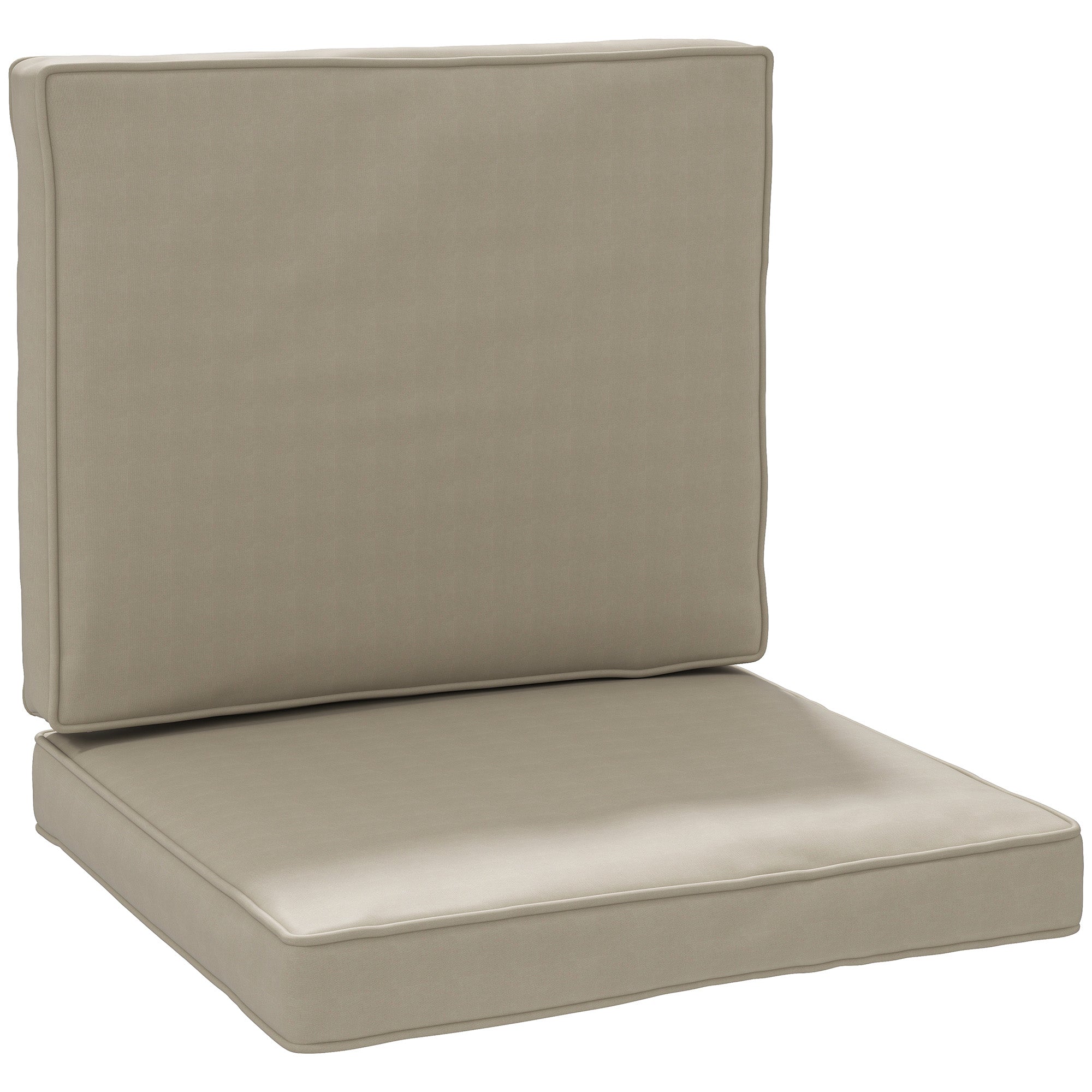 Set of 2 chair cushions removable seat cushions high comfort padded quilted foam polyester fabric khaki