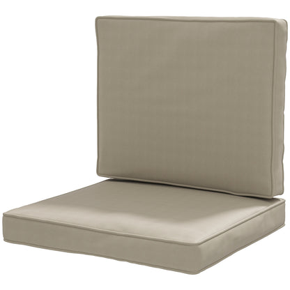Set of 2 chair cushions removable seat cushions high comfort padded quilted foam polyester fabric khaki