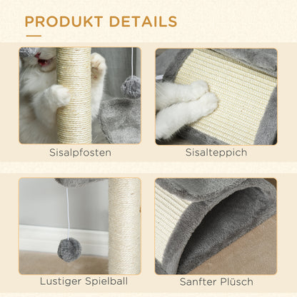 Small Cat Scratching Post Tree Cat Toy Scratching Post for Cats with Play Ball Brown 40 x 30 x 43 cm