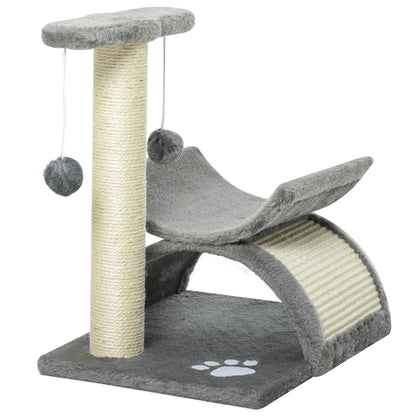 Small Cat Scratching Post Tree Cat Toy Scratching Post for Cats with Play Ball Brown 40 x 30 x 43 cm