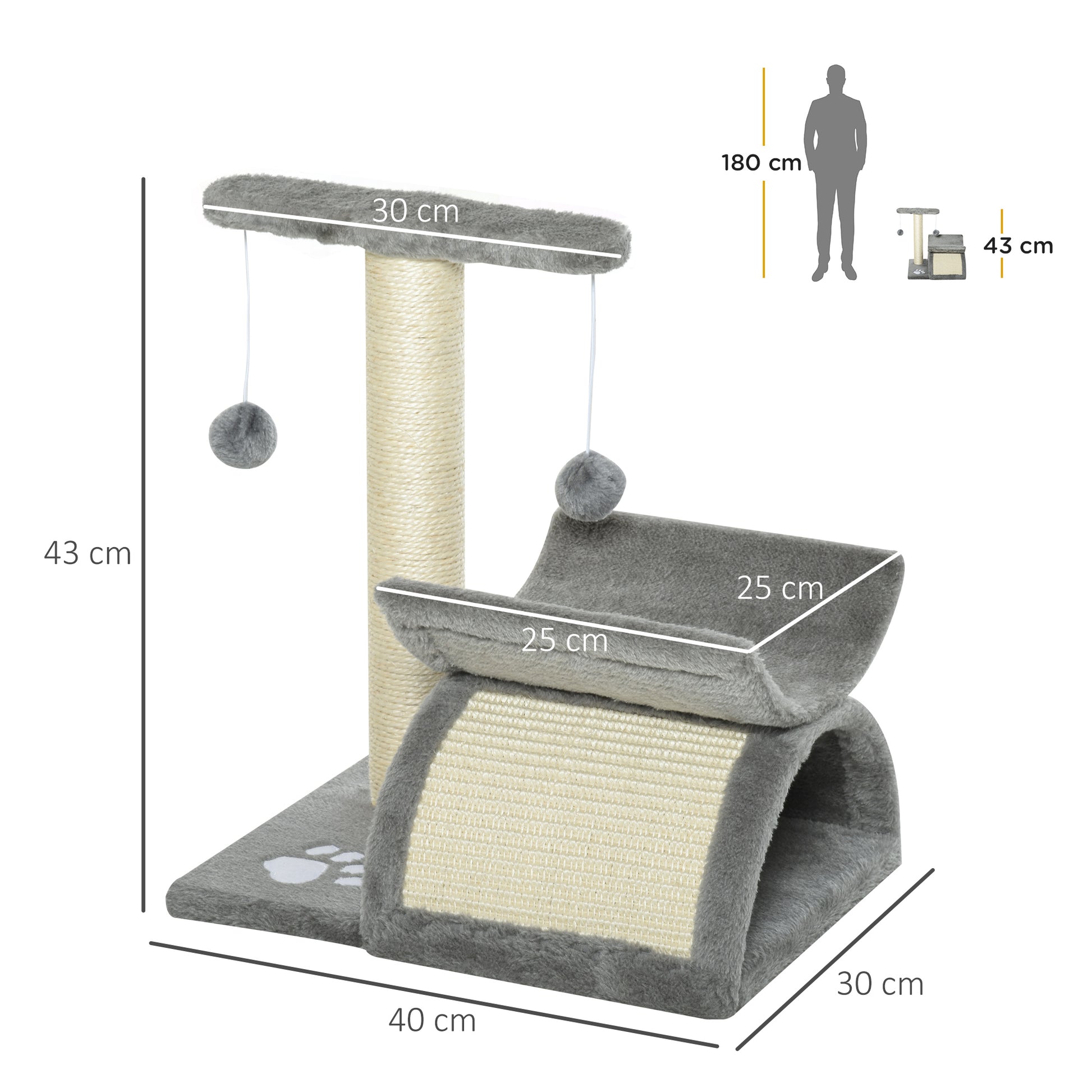 Small Cat Scratching Post Tree Cat Toy Scratching Post for Cats with Play Ball Brown 40 x 30 x 43 cm
