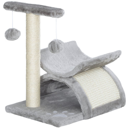 Small Cat Scratching Post Tree Cat Toy Scratching Post for Cats with Play Ball Brown 40 x 30 x 43 cm