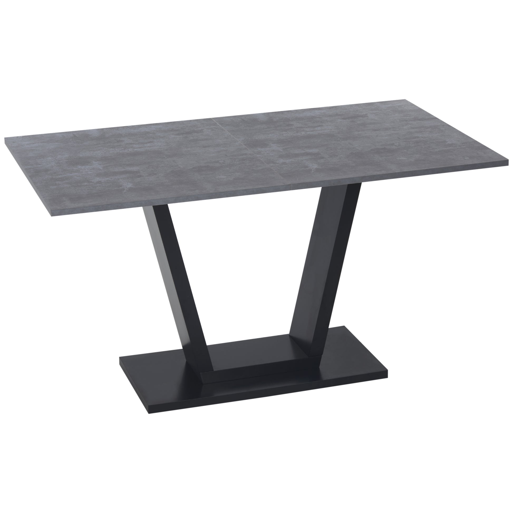 Dining Table for 4-6 people, Living Room Table with Marble Effect Top, 140x80x76 cm