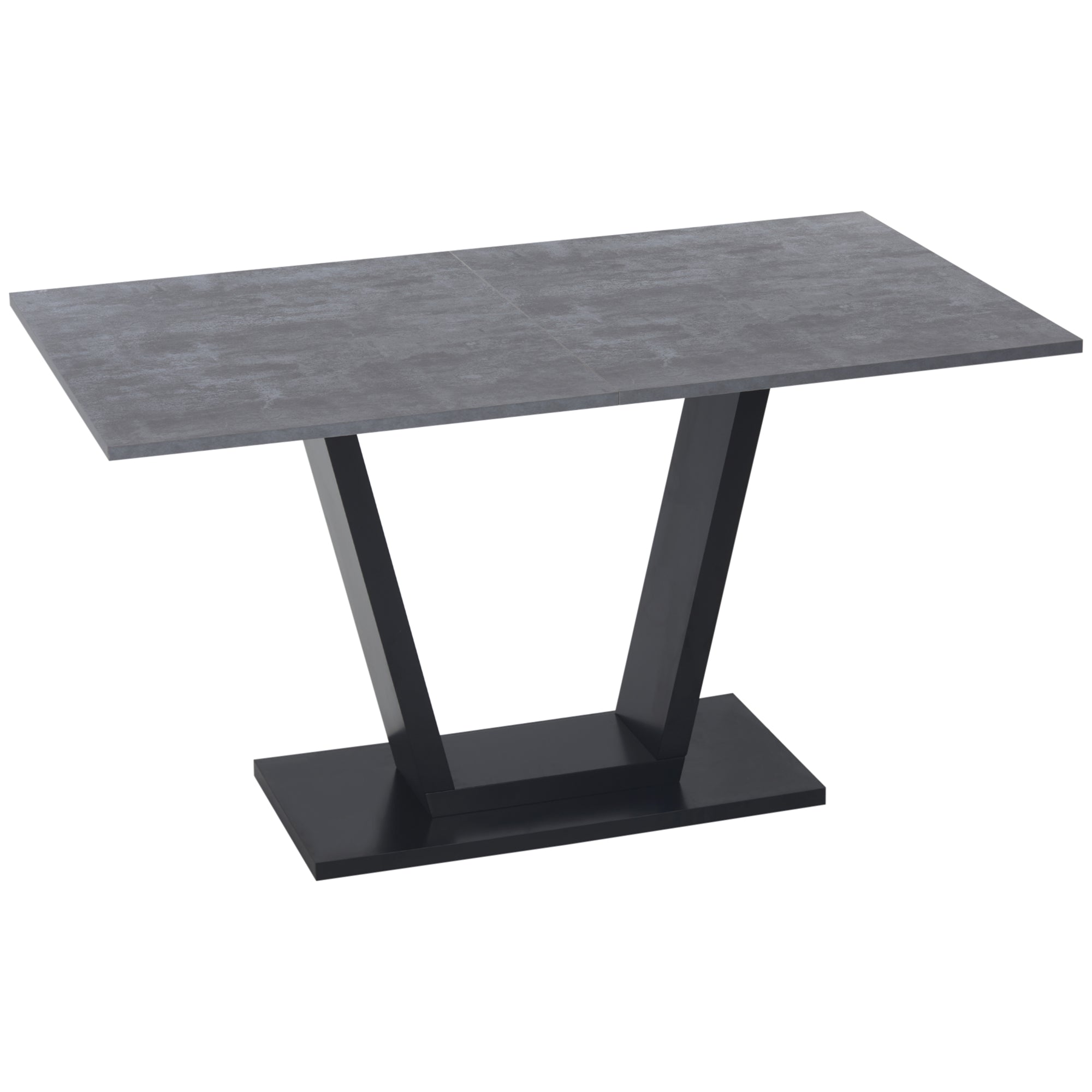 Dining Table for 4-6 people, Living Room Table with Marble Effect Top, 140x80x76 cm