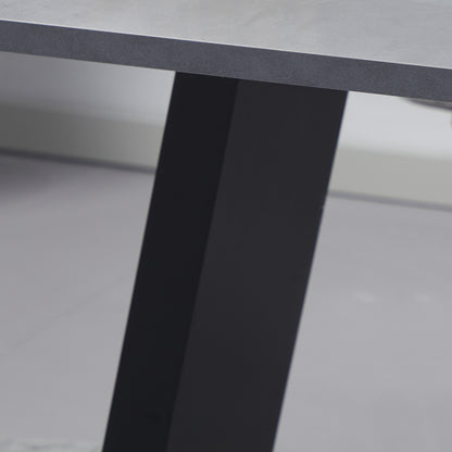 Dining Table for 4-6 people, Living Room Table with Marble Effect Top, 140x80x76 cm