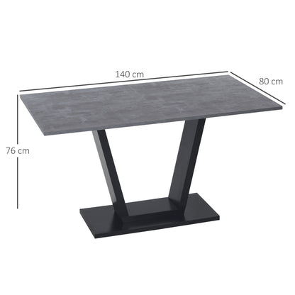 Dining Table for 4-6 people, Living Room Table with Marble Effect Top, 140x80x76 cm