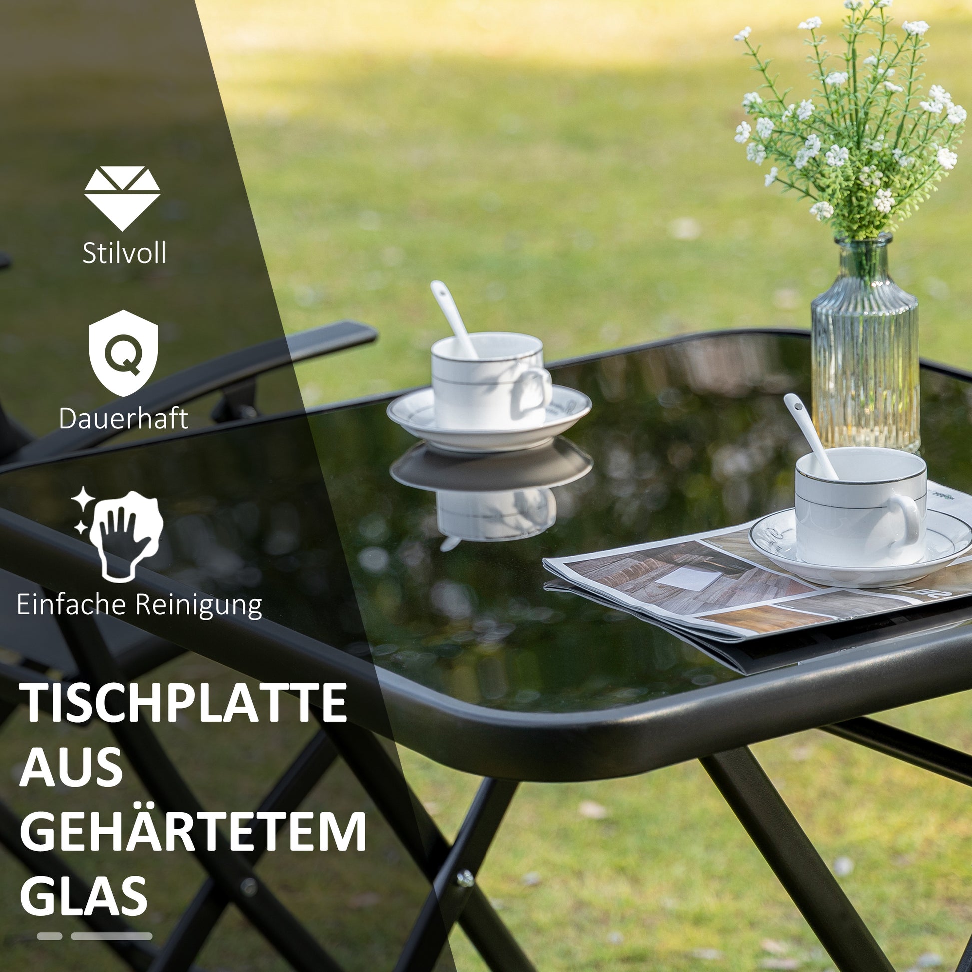 Folding Dining Set 3 Pcs Balcony Set Balcony Furniture 1 Table+2 Chairs Garden Furniture Set Seating Group Metal Mesh Black+Gray