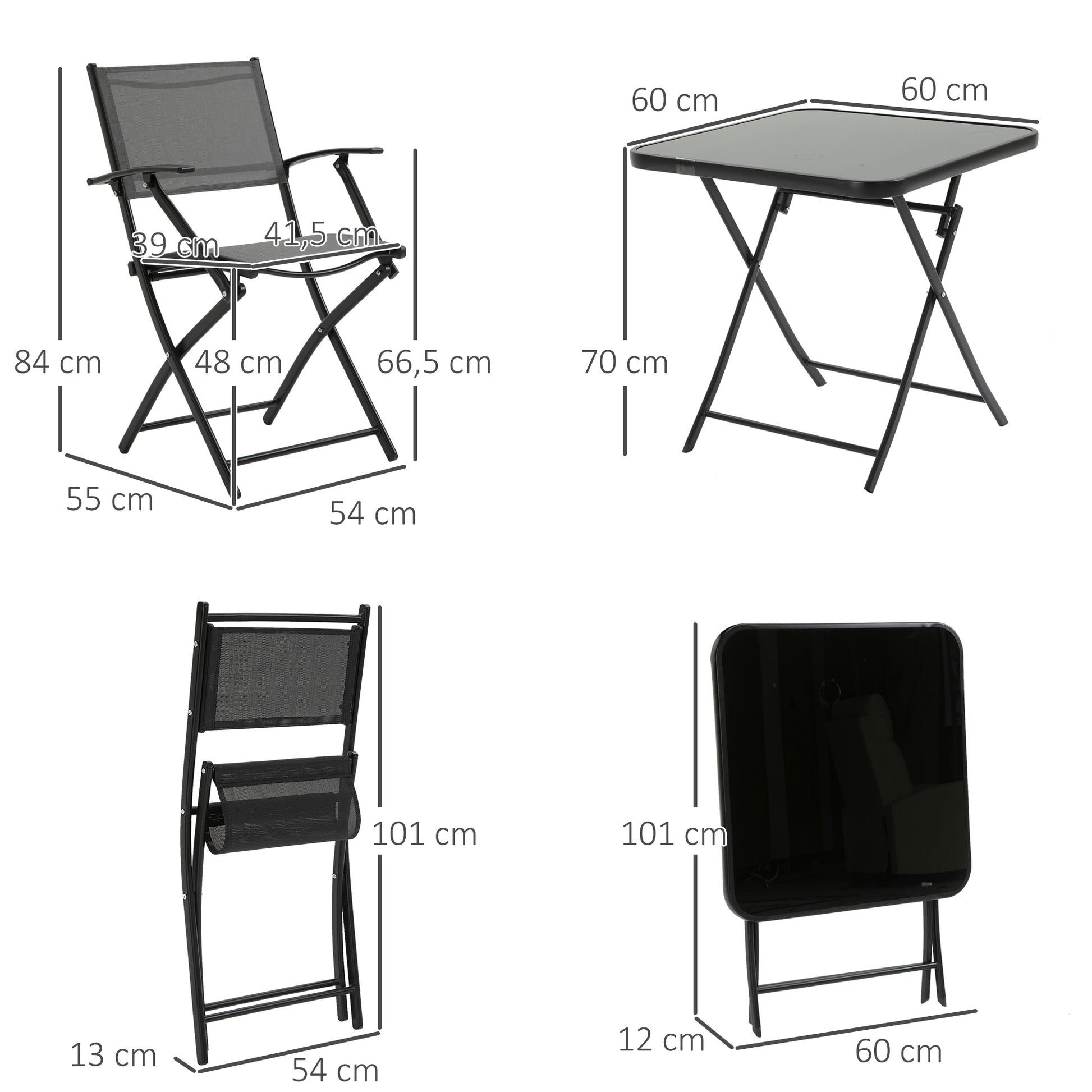 Folding Dining Set 3 Pcs Balcony Set Balcony Furniture 1 Table+2 Chairs Garden Furniture Set Seating Group Metal Mesh Black+Gray