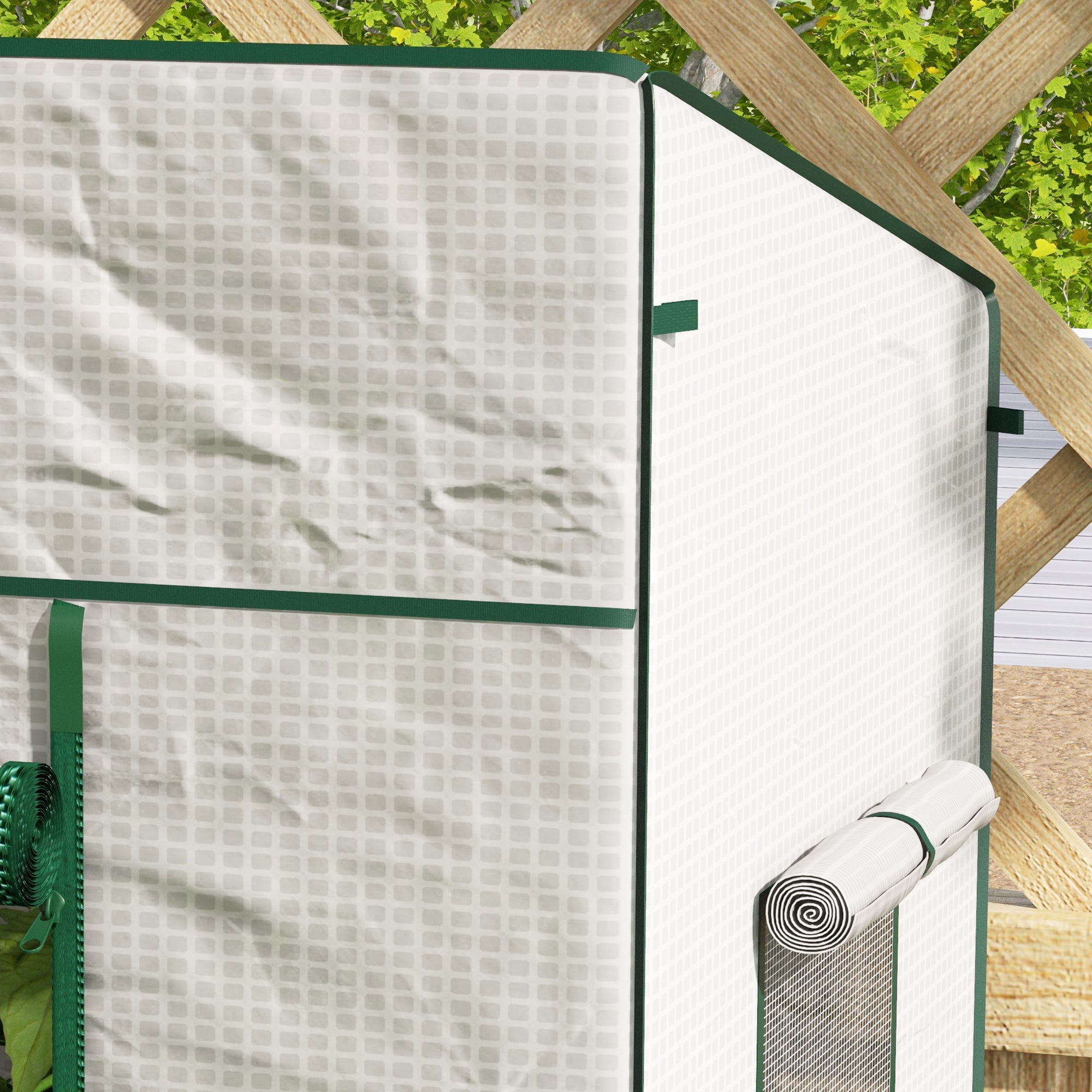 PE Garden Greenhouse, Balcony Greenhouse, Reinforced 140 g/m² Cover, Steel Frame, Roll-Up Zippered Door, 2 Windows, for Vegetables Plants Flowers, Indoor and Outdoor, 196x77x197cm, White
