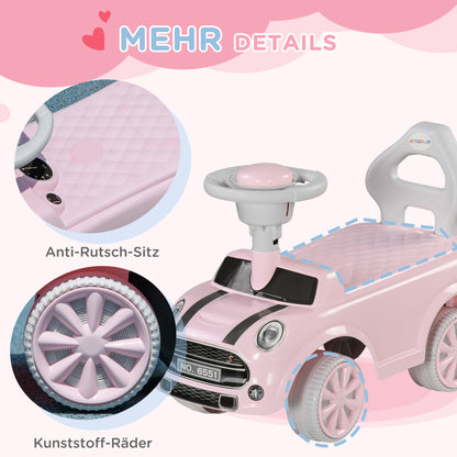Children's Ride-On Car, Kids Vehicle with Steering Wheel Horn, Children's Car, Ride-On Vehicle with Tipping Guard, Ride-On for Kids, Pink, 53 x 25 x 35 cm