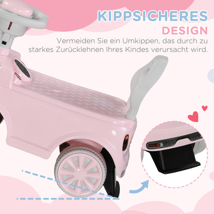 Children's Ride-On Car, Kids Vehicle with Steering Wheel Horn, Children's Car, Ride-On Vehicle with Tipping Guard, Ride-On for Kids, Pink, 53 x 25 x 35 cm