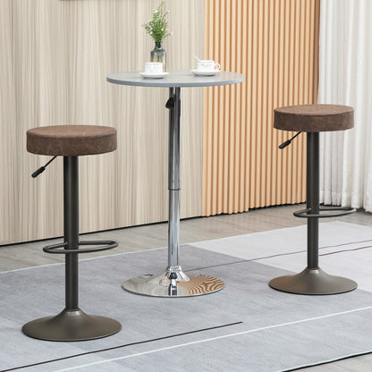 Set of 2 Bar Stools with Footrest, Swivel Kitchen Stools, Adjustable Height, 35x36x64-85cm, Soft Brown