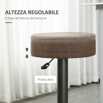 Set of 2 Bar Stools with Footrest, Swivel Kitchen Stools, Adjustable Height, 35x36x64-85cm, Soft Brown