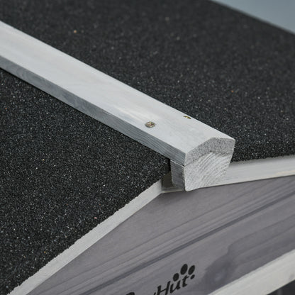 Small Animal Hutch with Wheels Dwarf Rabbit Hutch Outdoor Run Asphalt Roof Small Animal House Dwarf Rabbit Run Double-Story Fir Wood Steel Gray 157.4 x 53 x 99.5 cm