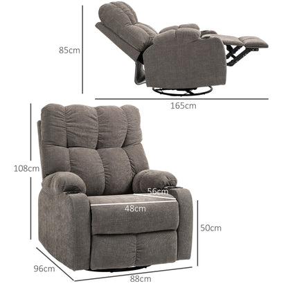 Recliner Chair TV Chair with Reclining Function, Rocking Function, Swivel TV Chair with Footrest, Pocket Spring Core, and Cup Holder, for Living Room, Light Brown